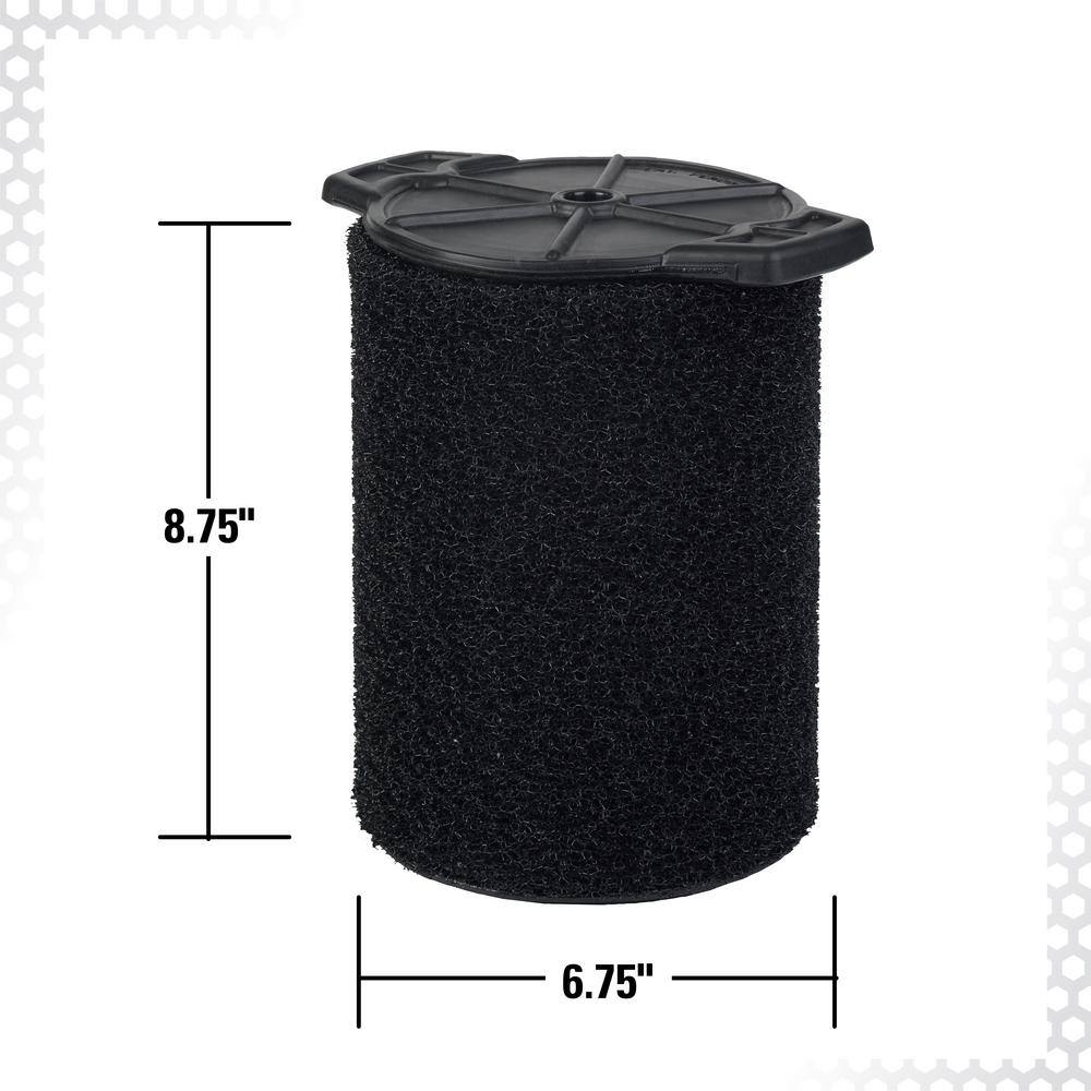 RIDGID Wet Application Foam Filter for Most 5 Gallon and Larger RIDGID WetDry Shop Vacuums VF7000