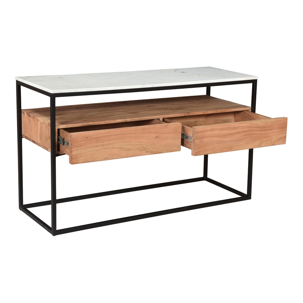 Aurelle Home Kiko Modern Marble Top Console Table with Drawers