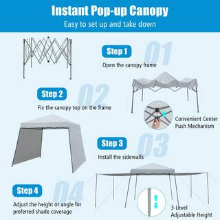 ANGELES HOME 10 ft. x 10 ft. Gray Instant Pop-up Canopy Folding Tent with Sidewalls and Awnings Outdoor 10NP8CK702GR