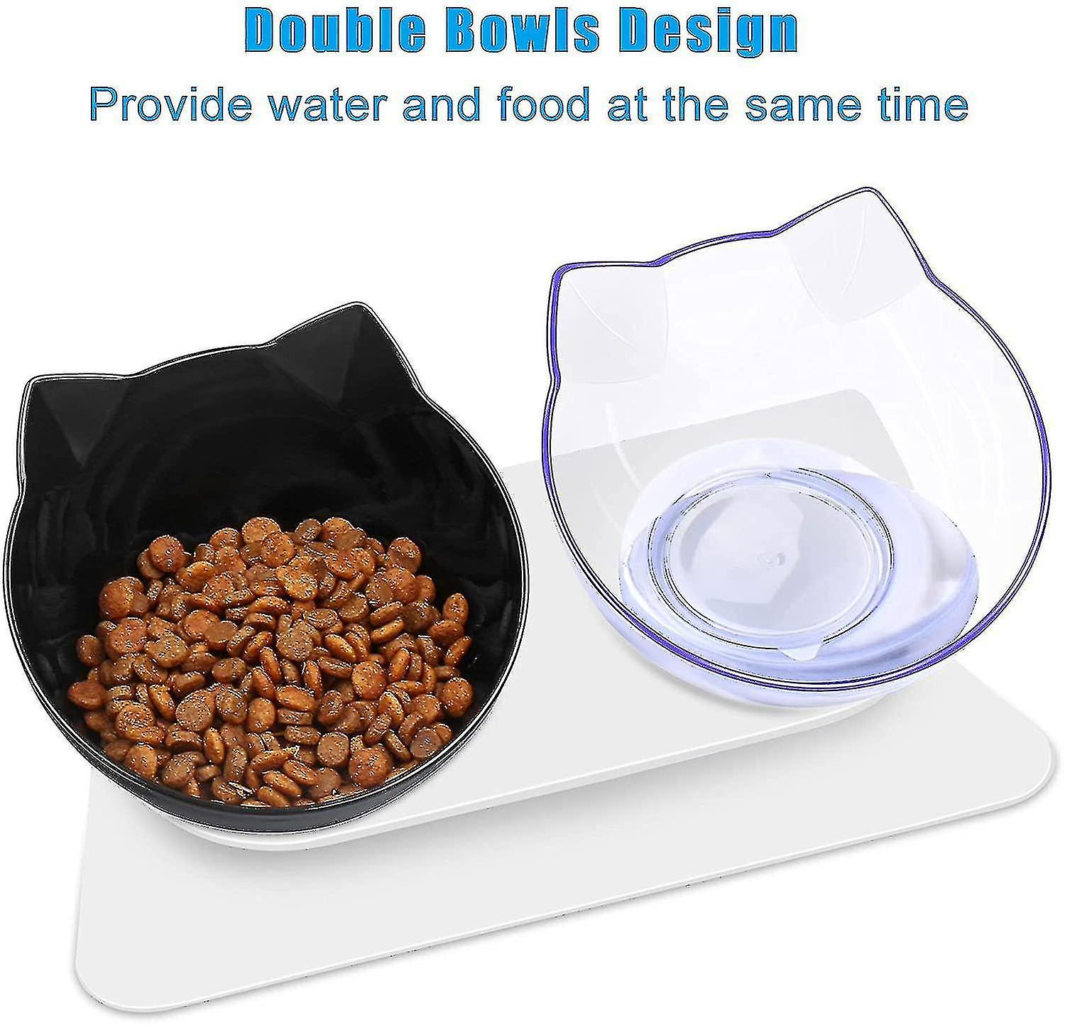 Double Cat Dog Bowls Elevated Cat Food Water Bowls With Raised Stand 16 Tilted Bowl For Cats And Sma