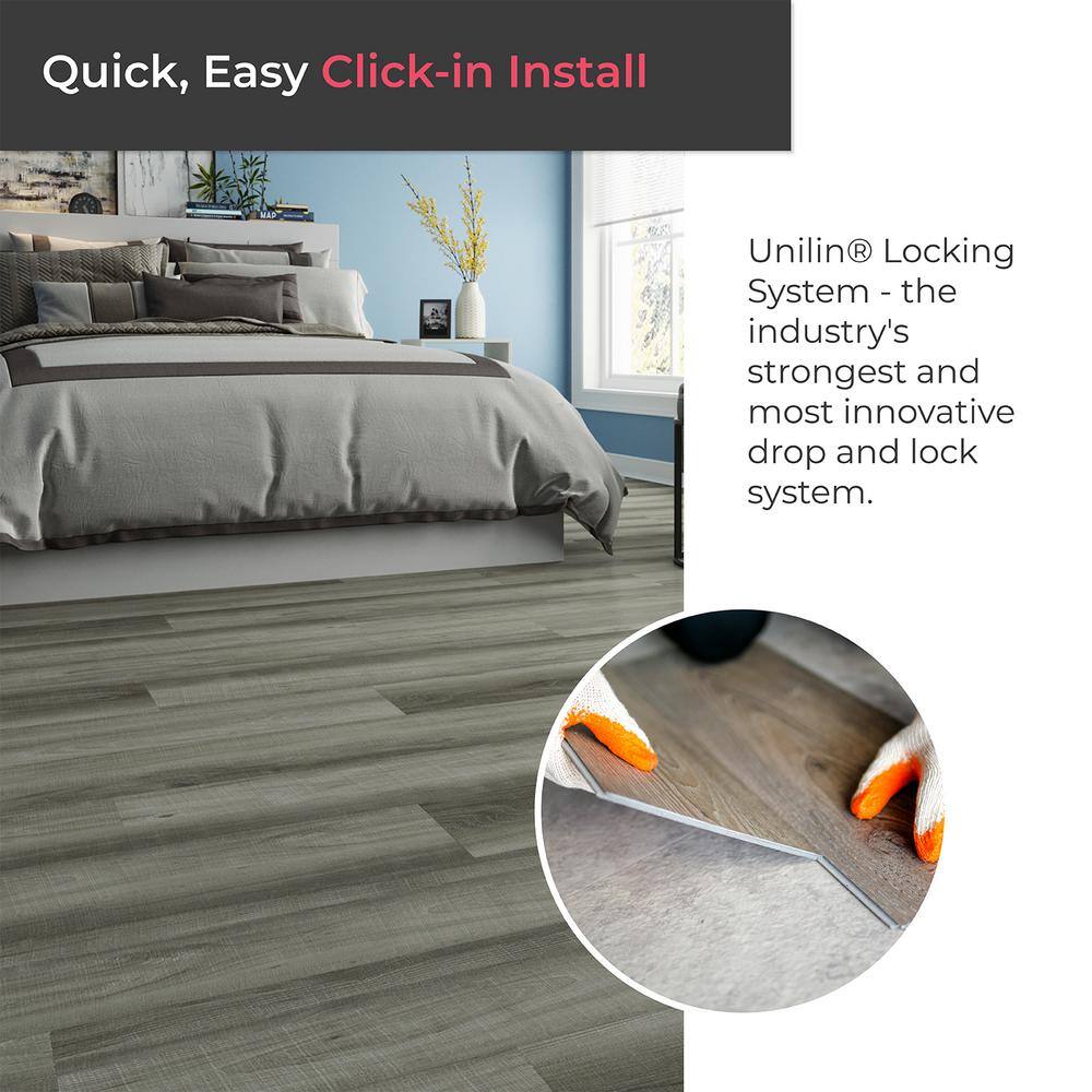 Lucida Surfaces TruCore Grey 12 MIL x 7.3 in. W x 48 in. L Click Lock Waterproof Luxury Vinyl Plank Flooring (24.5 sqftcase) TC-804