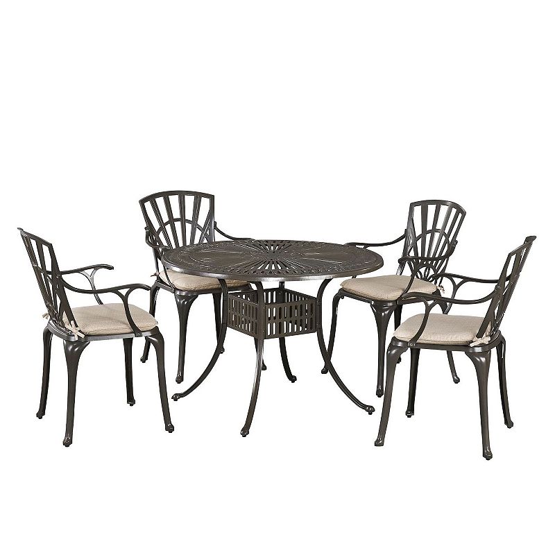 homestyles Round Patio Dining Table and Chair 5-piece Set