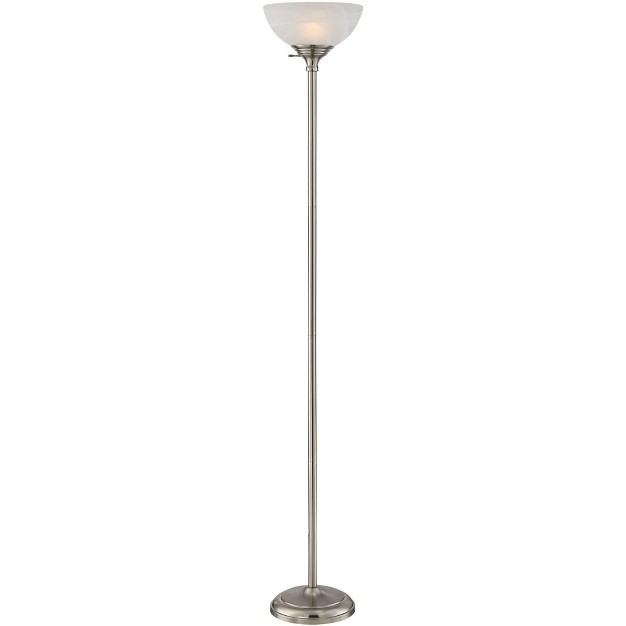 Tall Satin Nickel Silver Metal Alabaster Glass Shade For Living Room Bedroom Office House Home