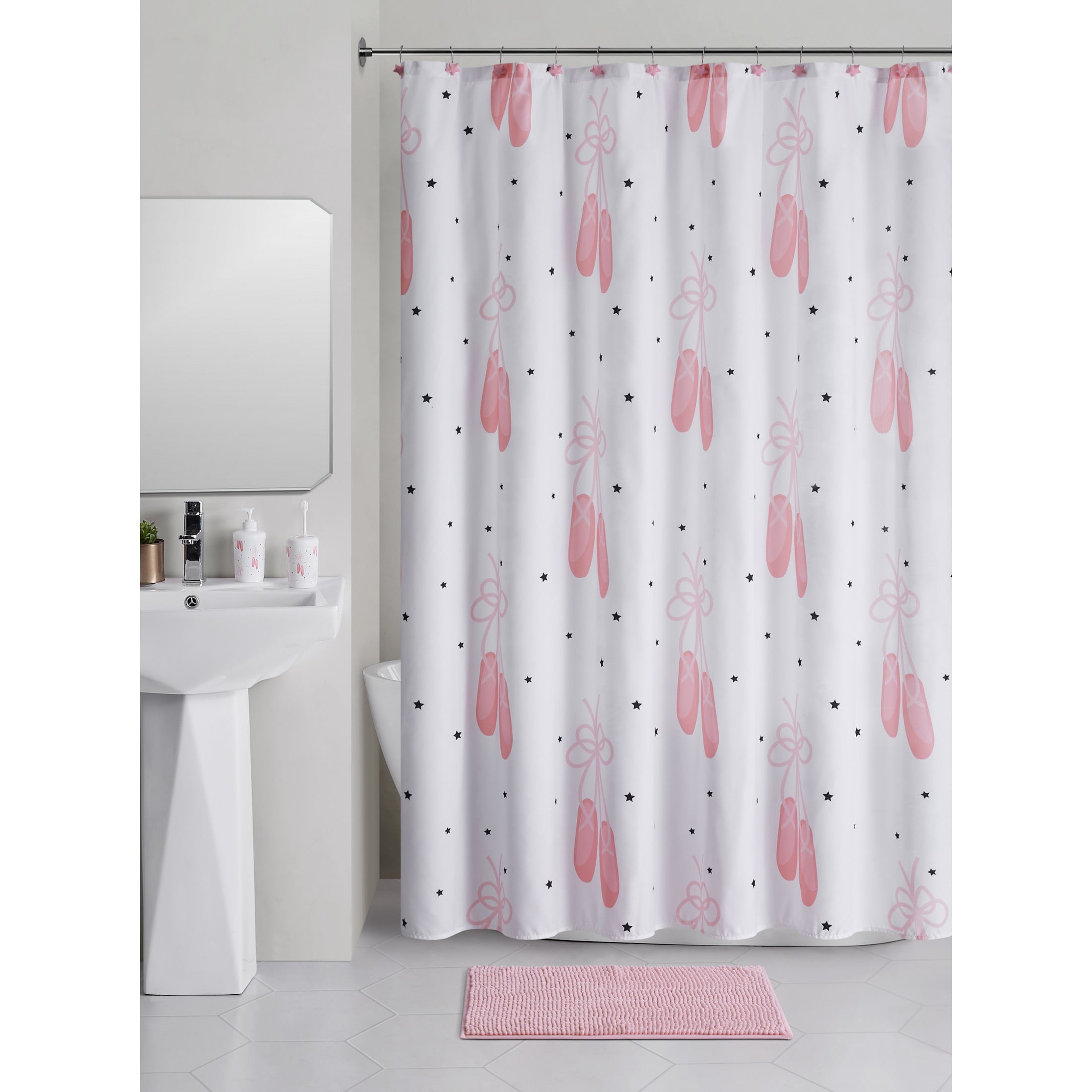 Olivia and Finn Ballet 16-Piece Shower Curtain Bath Set， Grey