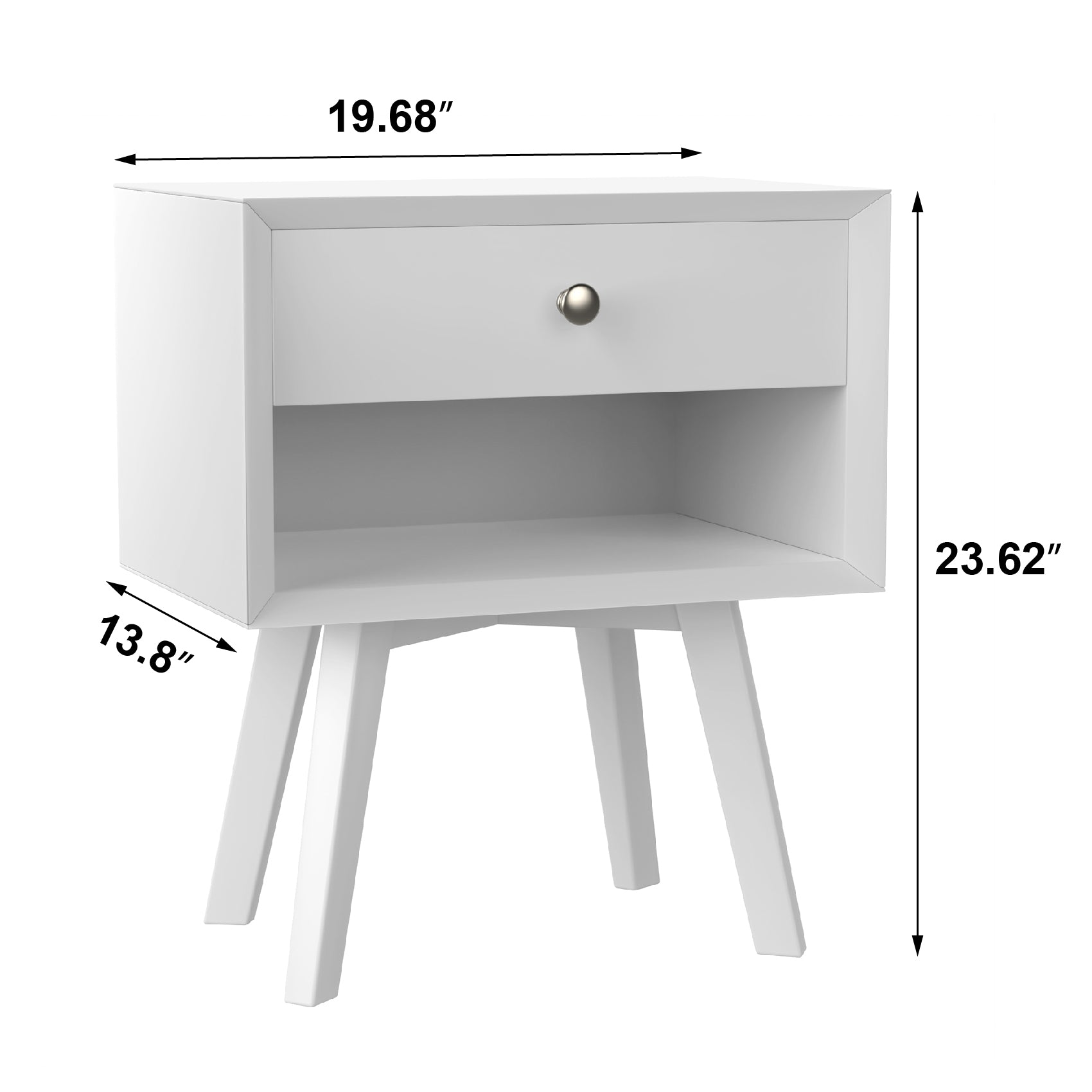 Algherohein Classic 1 Drawer White Finish Nightstands for Bedroom