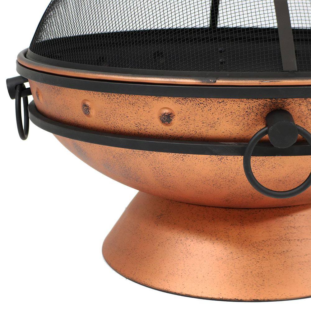 Sunnydaze Decor 30 in. Copper Royal Cauldron Fire Pit with Handles and Spark Screen NB-FFP30-Copper