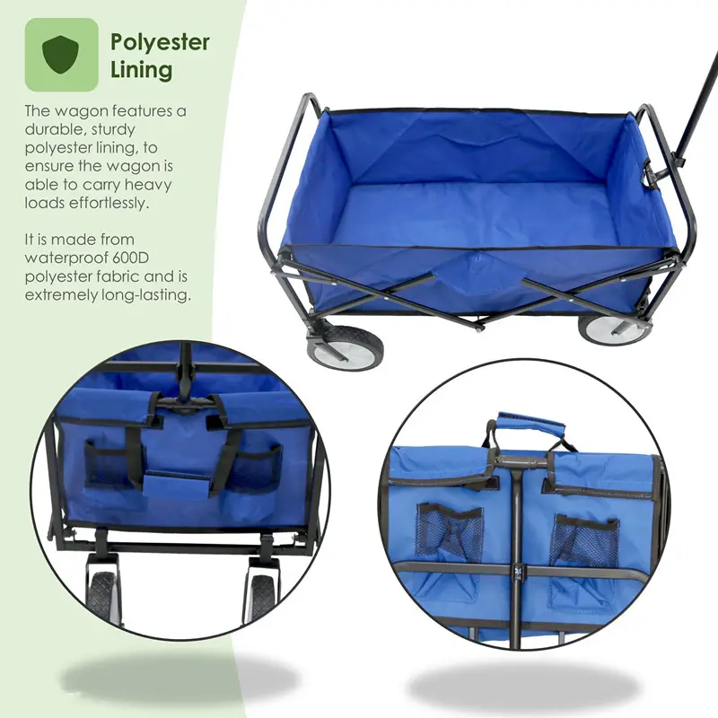 Folding outdoor garden large load tools trolley