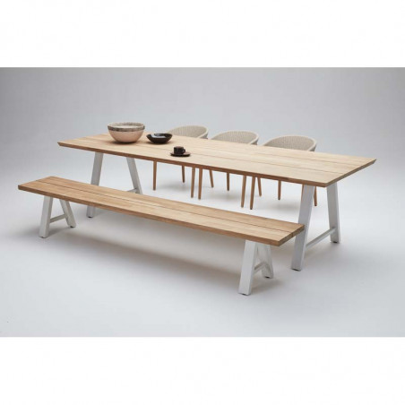 Banc de jardin VINCENT SHEPPARD Matteo - Banc extérieur teck acier blanc