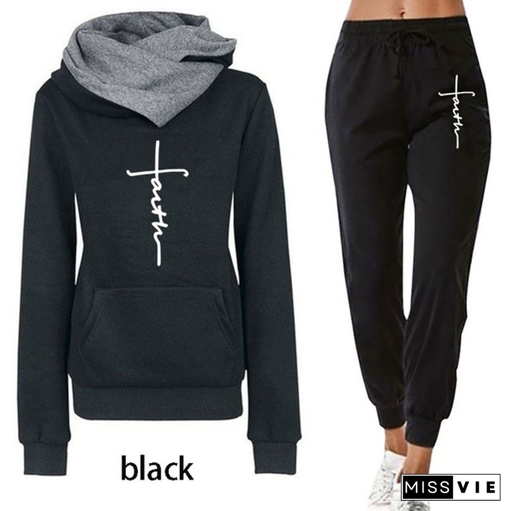 Casual Two Piece Outfits Pullovers Hoodies And Elastic Waist Jogger Pants Spring Autumn Tracksuit Women Suit Female Sets