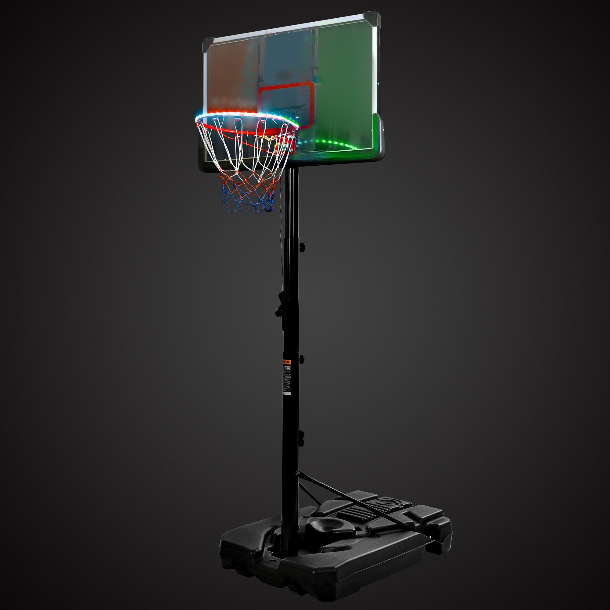 MASBEKTE Portable Basketball Hoop Outdoor Basketball System 6.6-10ft Height Adjustment with LED Lights for Youth Adults