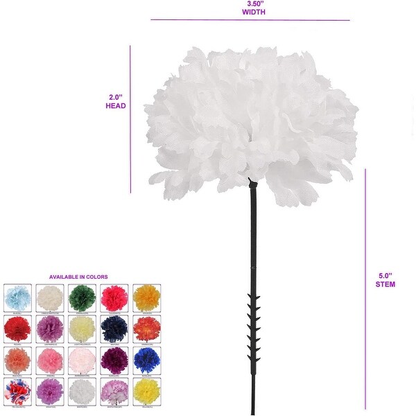 100 White Silk Carnation Picks