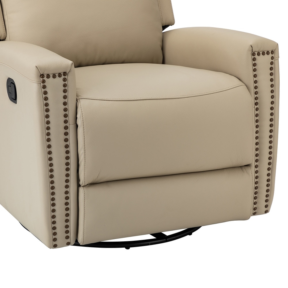 Fiacro 30.31''Wide Modern Genuine Leather Wingback Swivel Rocker Recliner With Tufted Back(Set of 2)