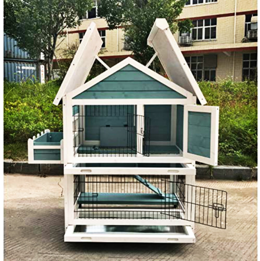 Garden Window Wooden Rabbit Hutch Bunny Cage Guinea Pig House Ferret Chinchilla Small Animal Habitat