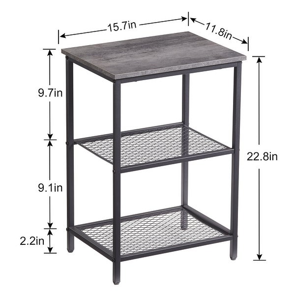 Modern Narrow Side Table with 3-tier Mesh Storage Shelves(1PCS/2PCS)