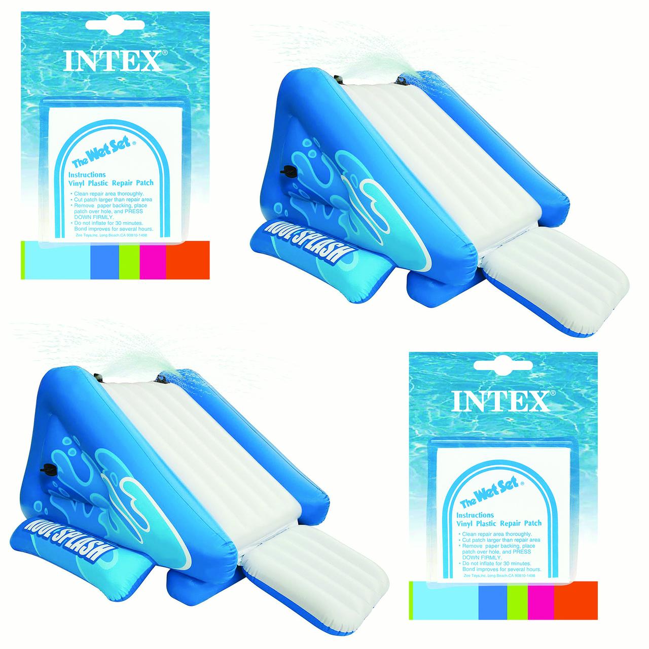 Intex Inflatable Pool Water Slide, Blue (2 Pack) & Intex Repair Kit (2 Pack)