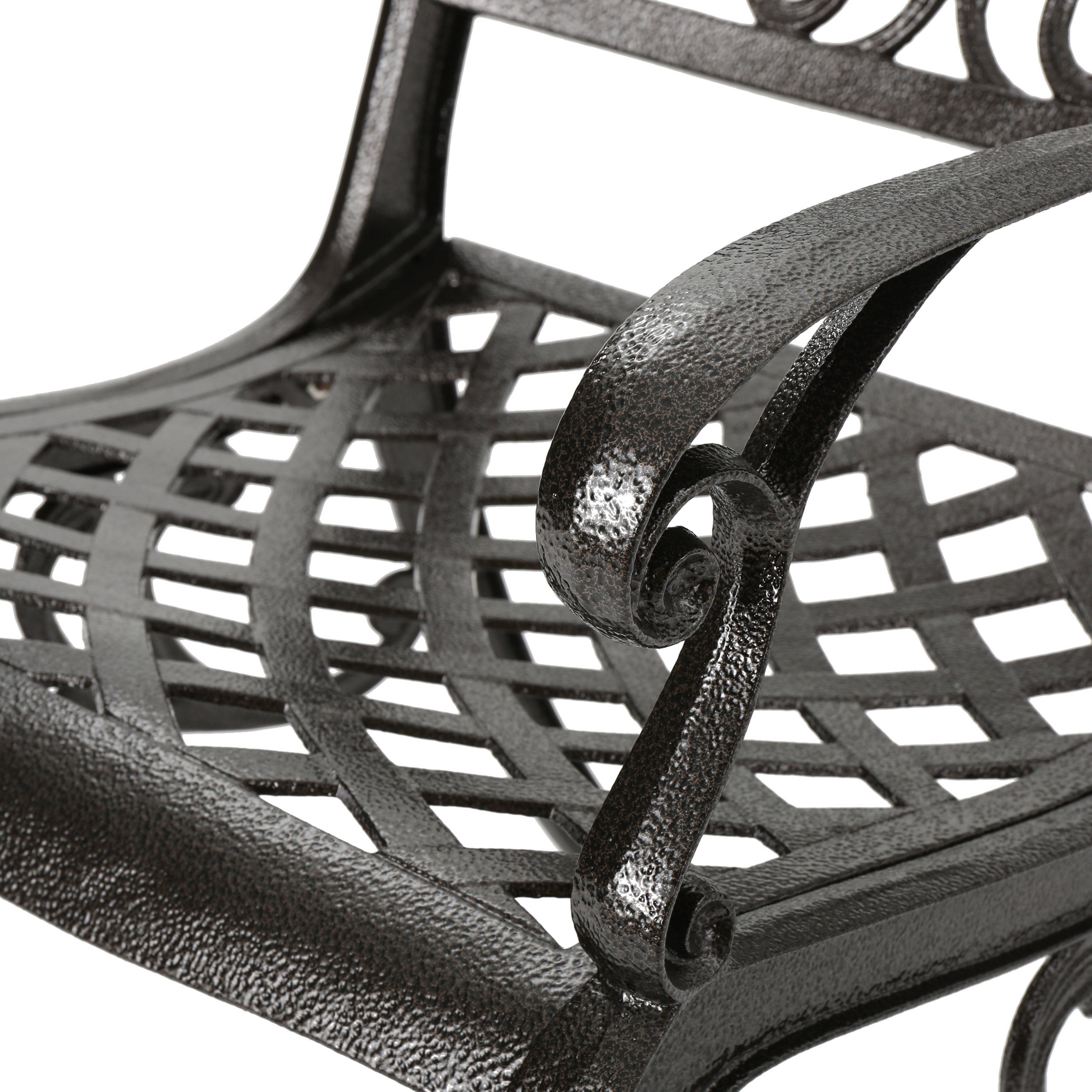 GDF Studio Prague Outdoor Cast Aluminum Dining Chairs, Set of 2, Bronze