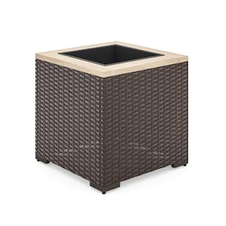 HOMESTYLES 18 in. x 18 in. Brown Wood Palm Springs Outdoor Planter 6800-24