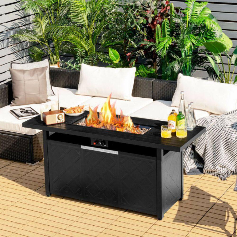 Alpulon 57 in. Steel Outdoor Rectangular Propane Fire Pit Table ZMWV346