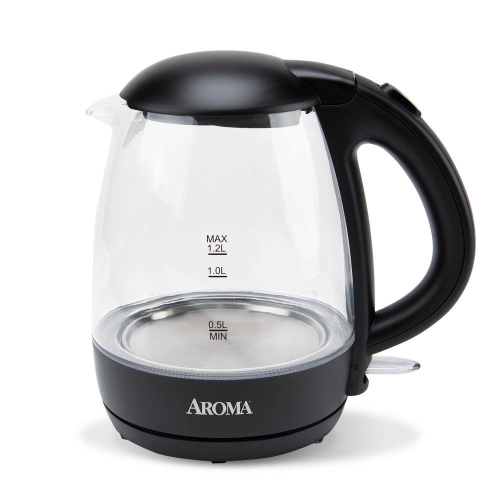 AROMA 5-Cup Black Glass Corded Electric Kettle with Automatic Shut-Off AWK-151B