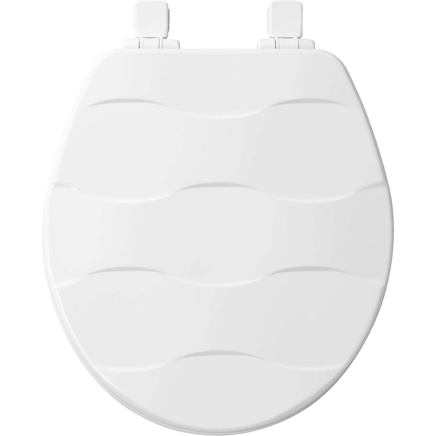 Mayfair by Bemis Basket Weave Slow Close Round White Enameled Wood Toilet Seat