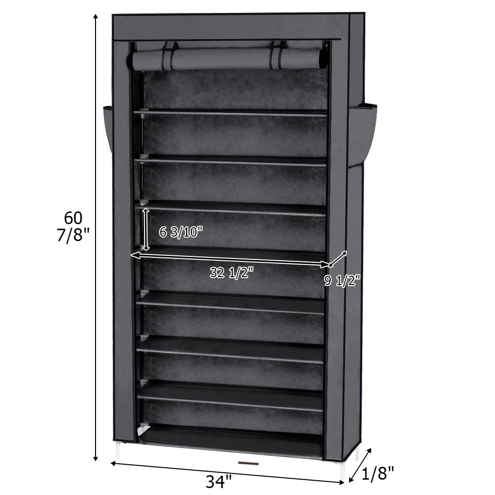 Ubesgoo Grey 10 Tiers 45 Pairs Shoe Rack Cabinet with Dustproof Cover Shoe Storage Closet Organizer