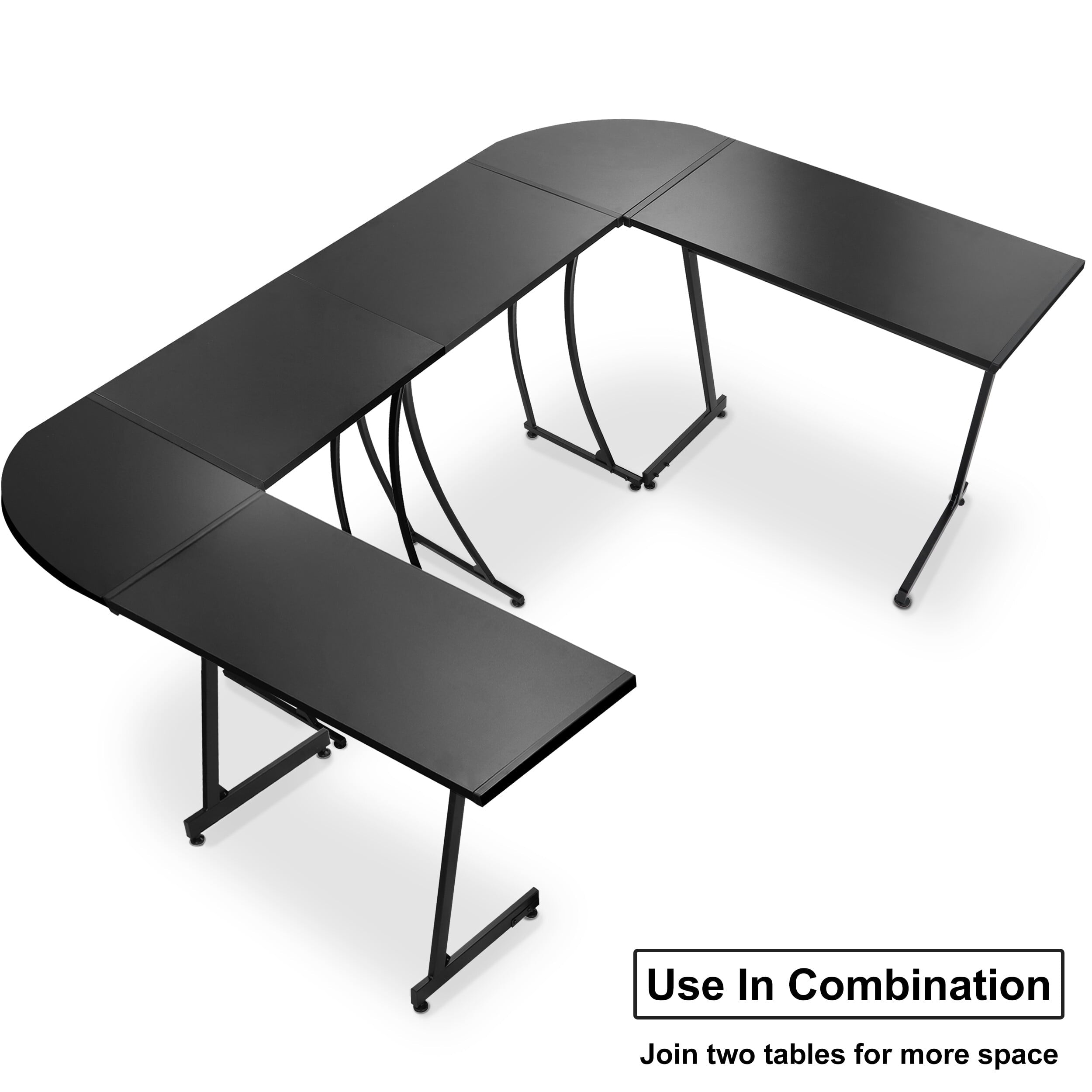 HomGarden 58” L-Shaped Computer Desk MDF Reversible Corner Desk Gaming Writing Workstation, Black