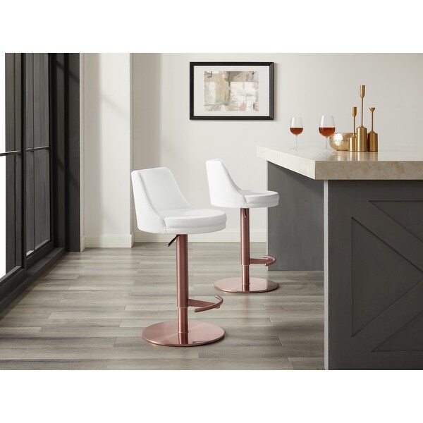 ELEMENT Brushed Rose Goldtone Stainless Steel Swivel Stool - N/A