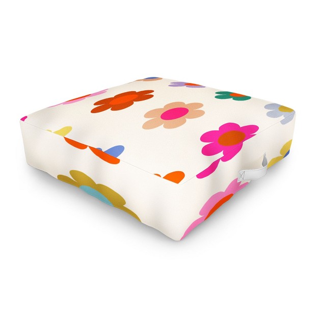 Daily Regina Designs Retro Floral Colorful Print Outdoor Floor Cushion Deny Designs