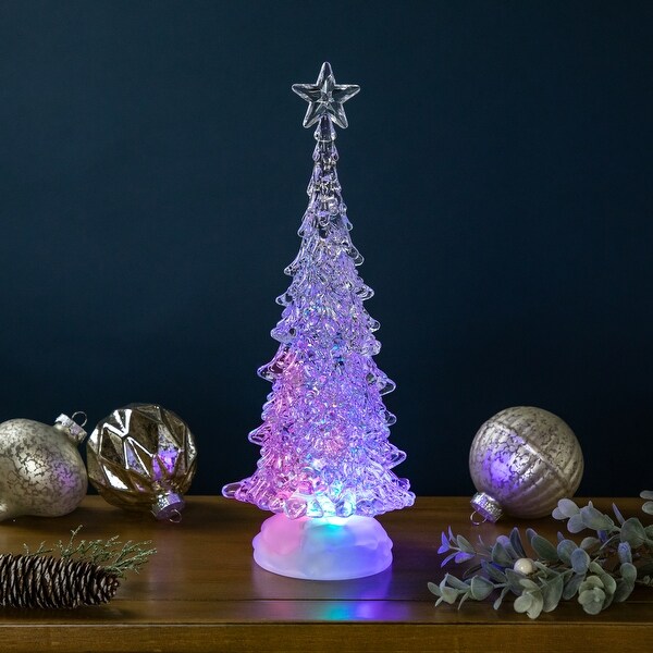 LED Lighted Acrylic Christmas Tree with Star Decoration