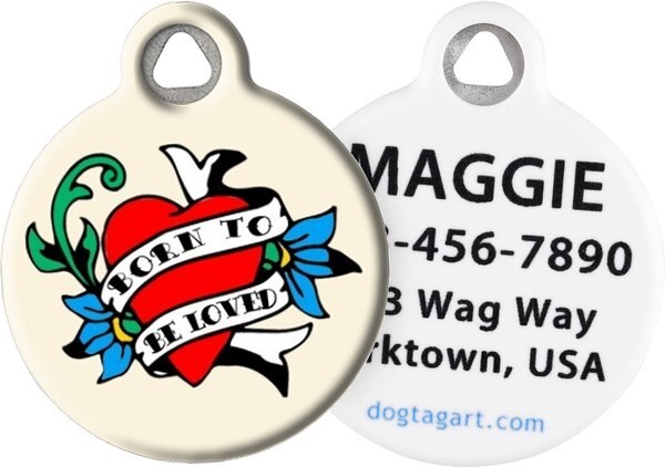 Dog Tag Art Born To Be Loved Tattoo Personalized Dog and Cat ID Tag