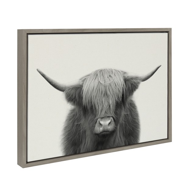 Kate And Laurel Sylvie Hey Dude Highland Cow Framed Linen Canvas By The Creative Bunch Studio