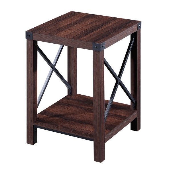 Ledel Rustic Accent Side Table End Table With Shelf