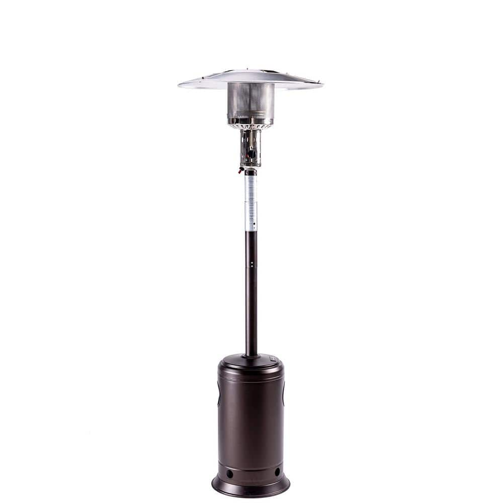 47,000 BTU Outdoor Patio Propane Heater with Portable Wheels 88 in. Standing Gas Outside Heater Brown BYY61-2