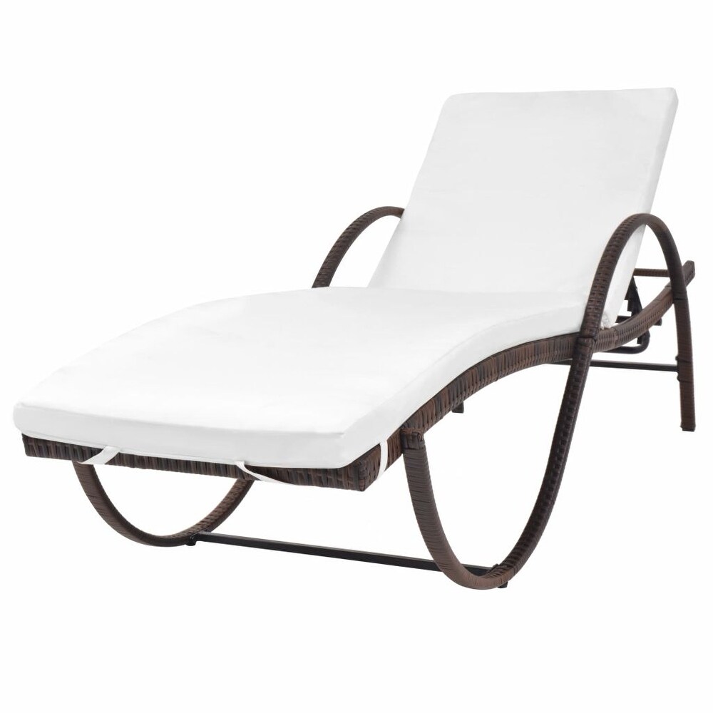 vidaXL Sun Loungers 2 pcs with Table Poly Rattan Brown   76\