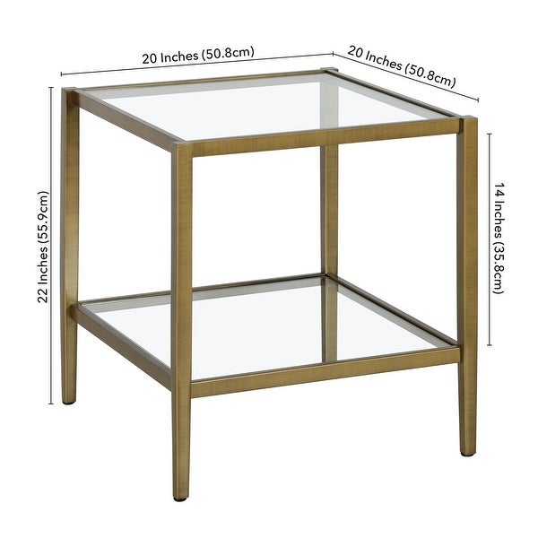 Hera 20'' Wide Square Side Table with Clear Shelf