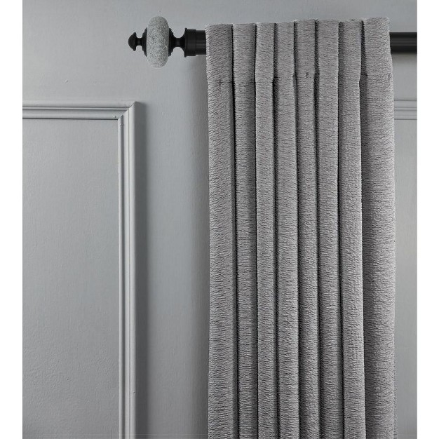 Linen Avenue Grey Stone Cap Single And Double Window Curtain Rod Set