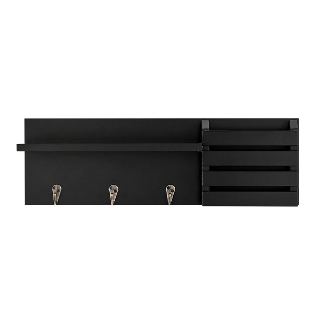 Utility Shelf With Pocket And Hanging Hooks Black Danya B