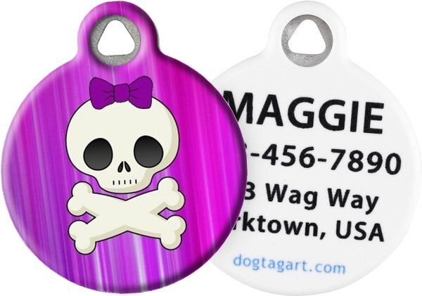 Dog Tag Art Girlie Skull Personalized Dog and Cat ID Tag