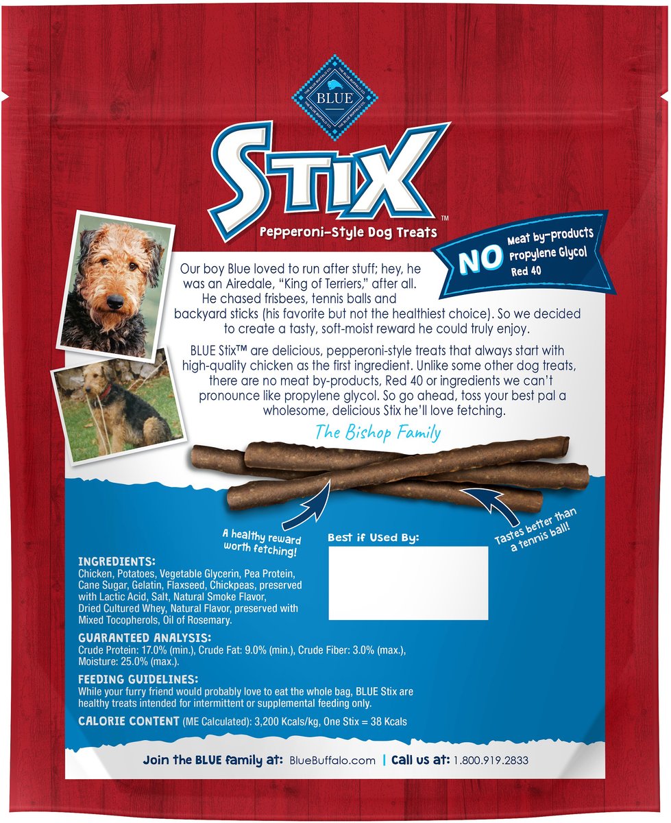 Blue Buffalo Blue Stix Chicken Recipe Pepperoni-Style Dog Treats