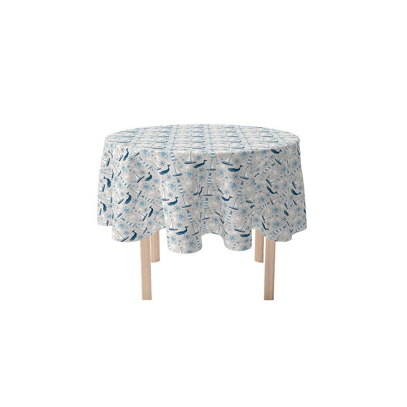 Round Tablecloth， 100% Polyester， 70 Round， Elements of the Sea