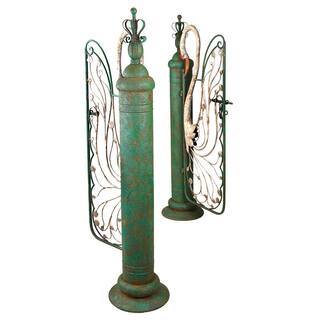 Design Toscano Swan Serenade 52 in. W x 54 in. H Antique Metal Garden Fence Gate FU76162