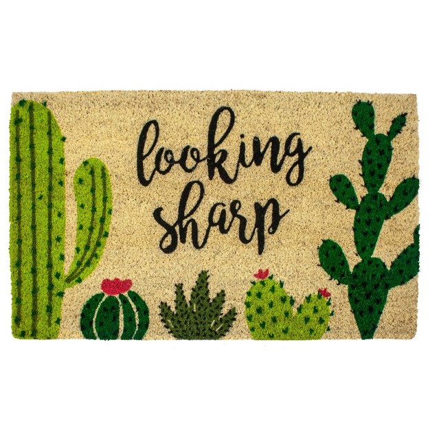 X 2 x27 4 quot Looking Sharp Cactus Indoor outdoor Doormat Green black Entryways