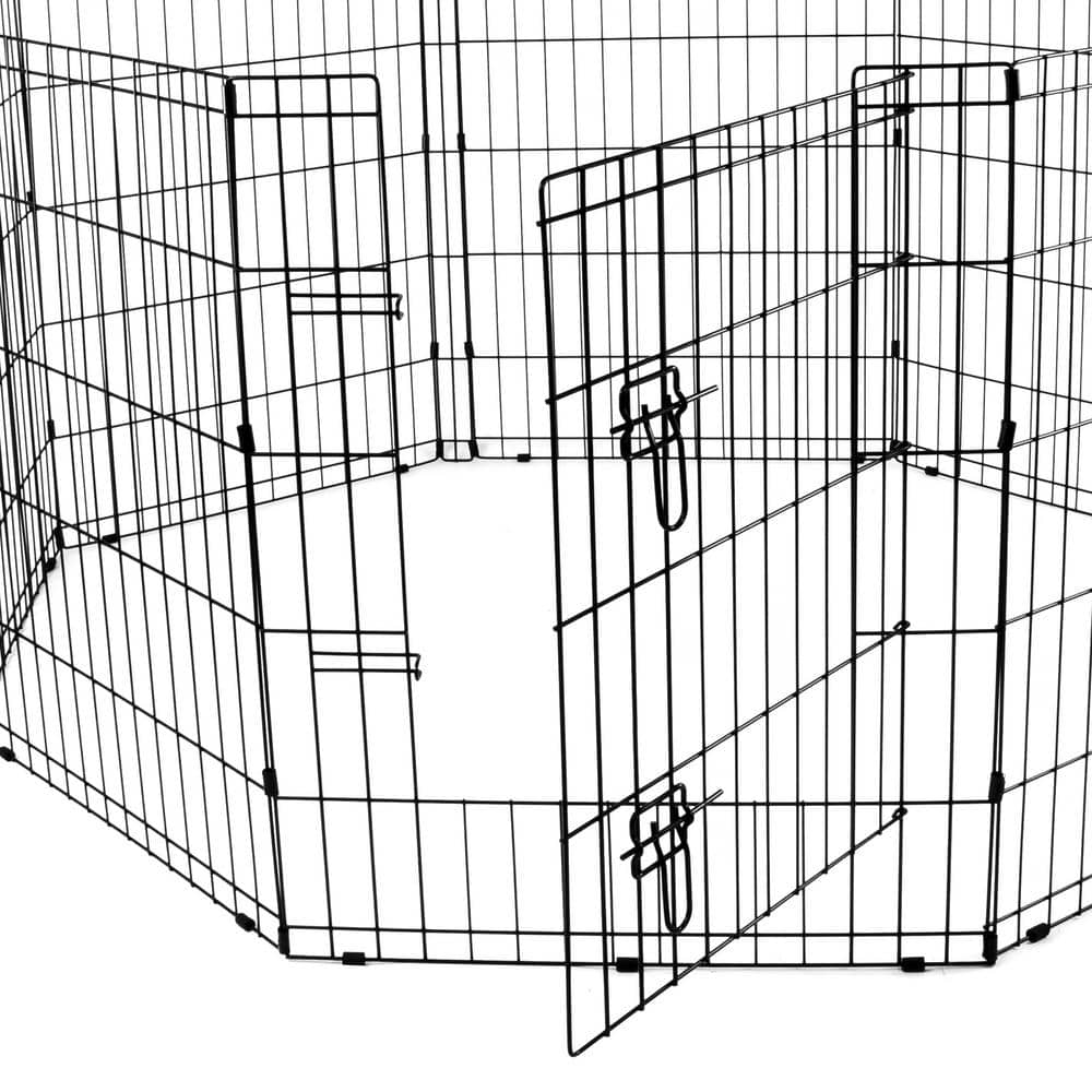 PRIVATE BRAND UNBRANDED 0-Acre 30 in. Indoor/Outdoor Collapsable Dog Exercise Pen with Latched Door 308597B