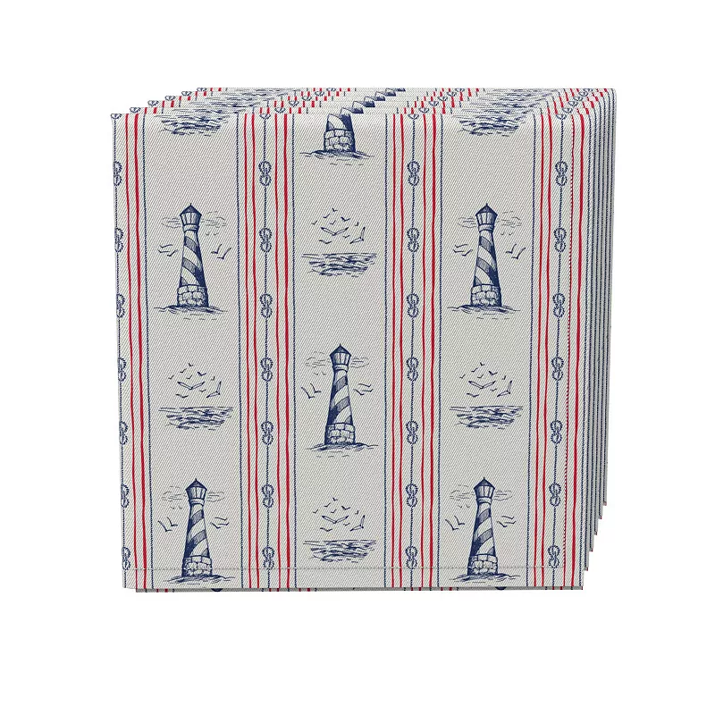 Napkin Set of 4， 100% Cotton， 20x20， Lighthouse Stripe