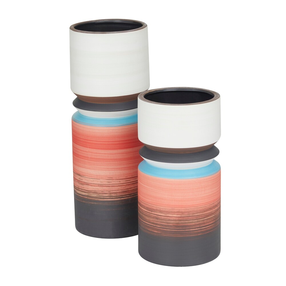 Multi Colored Ceramic Modern Vase (Set of 2)