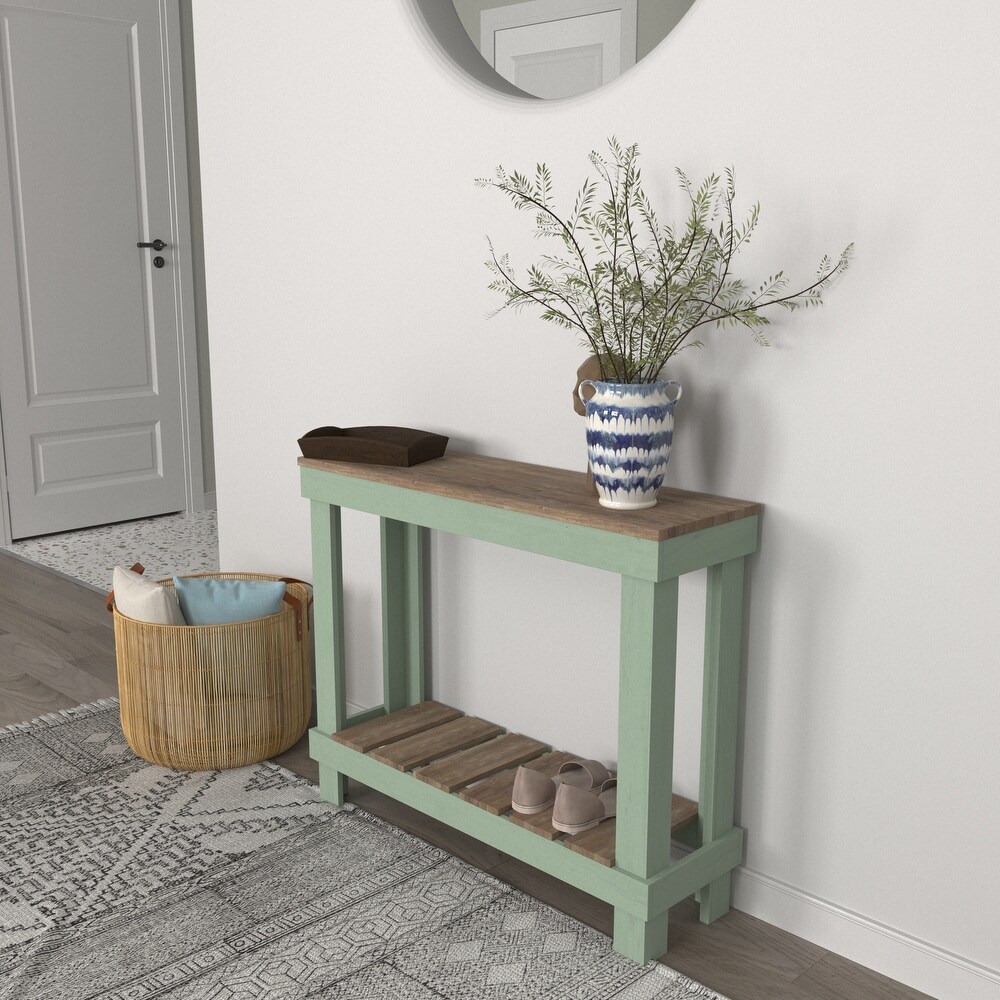 Farmhouse Rustic Wood Small Entryway Sofa Table