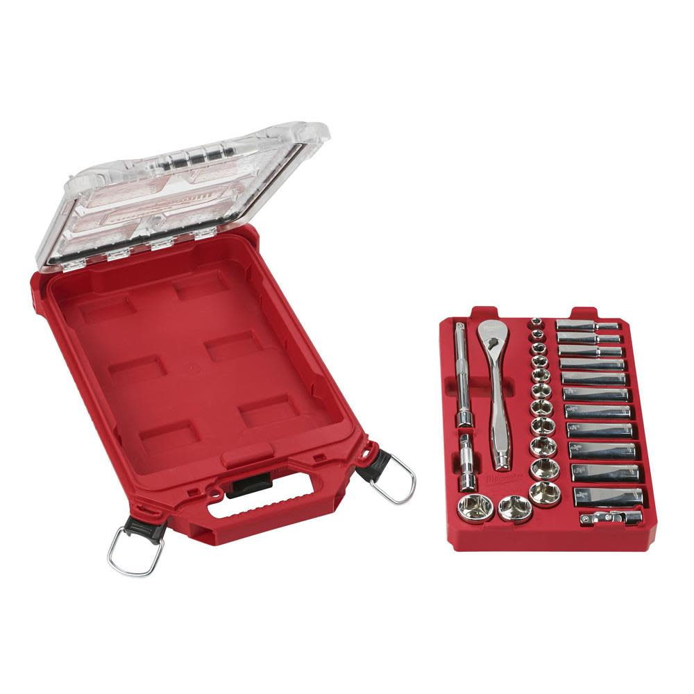 3/8 28 Pc Ratchet and Socket Set with 8pc Screwdriver Set and PACKOUT™ Organizer ;