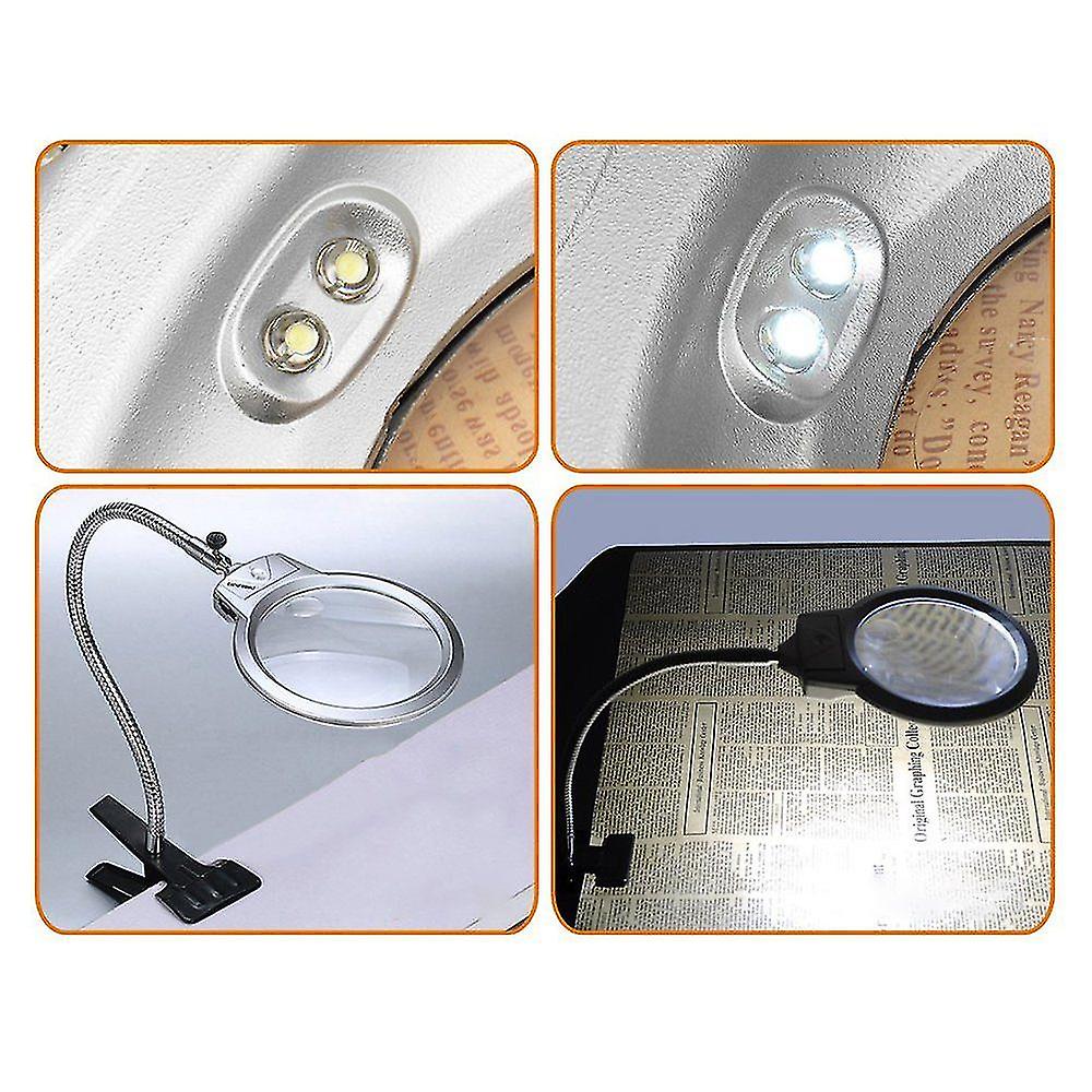 Magnifying Lamp With Leds， Magnifying Glasses With Light Hands Free Swivel Magnifying Glass， Watchmaker Loupe