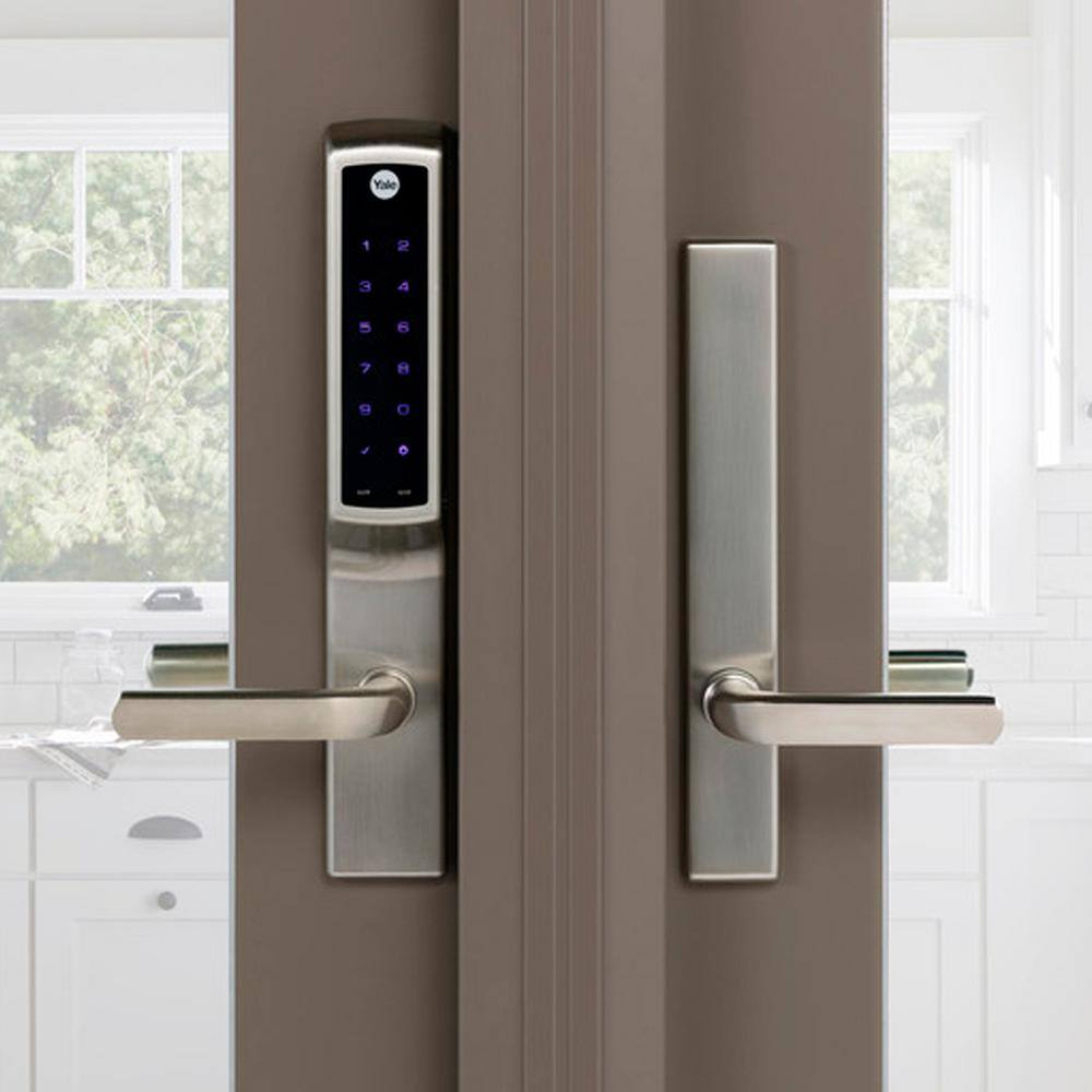 Assure Lock for Andersen Patio Doors Satin Nickel No Cylinder Deadbolt with Wi-Fi and Touchscreen Keypad YRM276-CB1-619