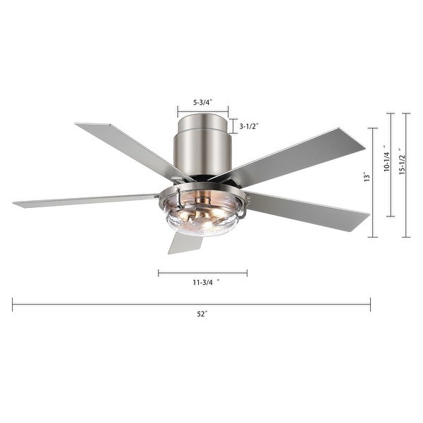 52 In Flush Mount Ceiling Fan with Light Remote(Brushed Nickel) Shopping - The Best Deals on Ceiling Fans | 40786437